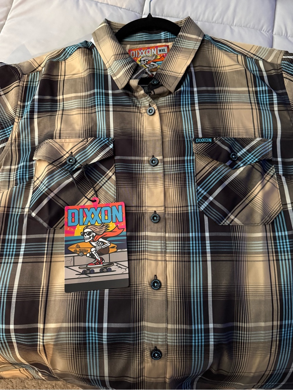 DixxonPlaid Button-Up Shirt — Beige, Black & Light Blue
